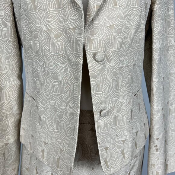 Marlowe Italy Womens Tan 2 Piece Suit Skirt Jacket Silk Cotton size IT 40 US 6 - Picture 6 of 14